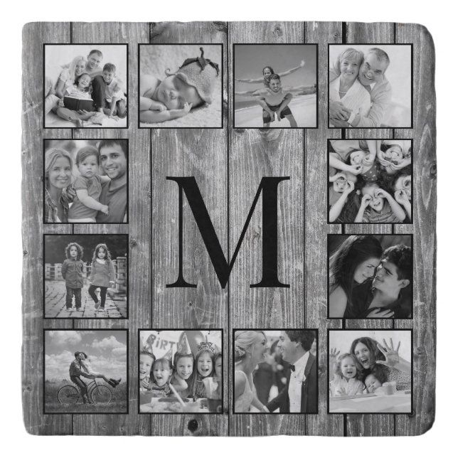 Create Your Custom Photo Collage Rustic Farmhouse Trivet (Front)