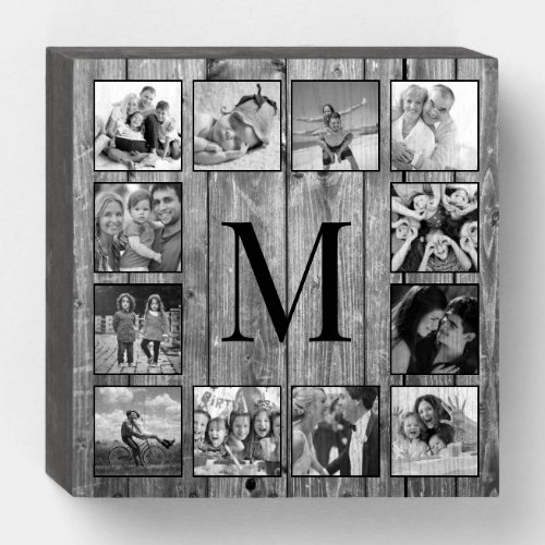 Create Your Custom Photo Collage Rustic Farmhouse Wooden Box Sign