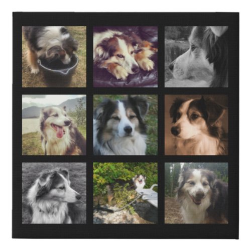 Create Your Custom Photo Grid for 9 Pet Photos Faux Canvas Print