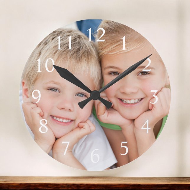 Create Your Custom Photo Modern Elegant Large Clock (Creator Uploaded)