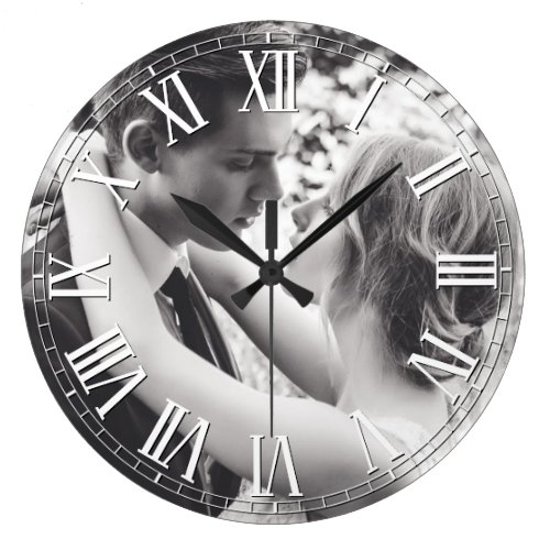 Create Your Custom Photo Personalized Large Clock - Decorative customizable modern elegant clock design with your custom photo, image or logo.