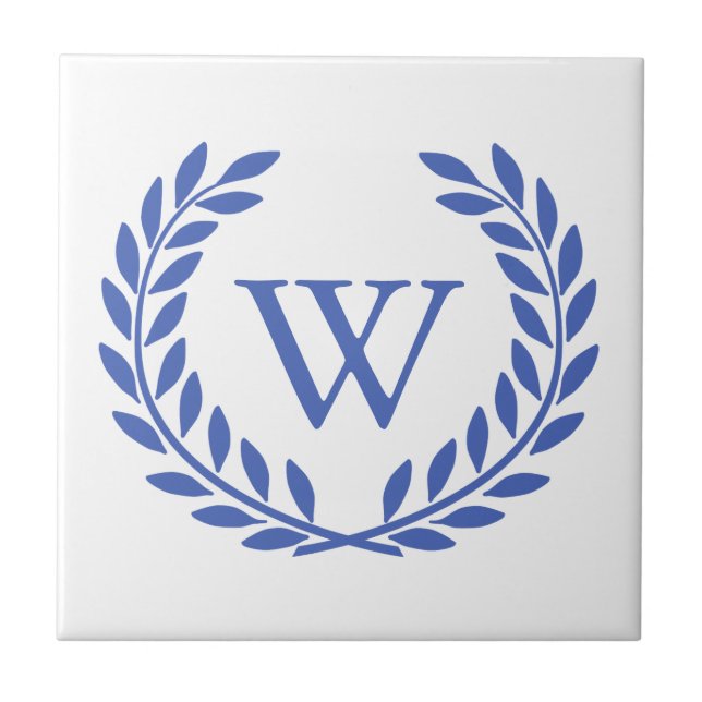 Create Your Decorative Wreath Monogram Ceramic Tile (Front)