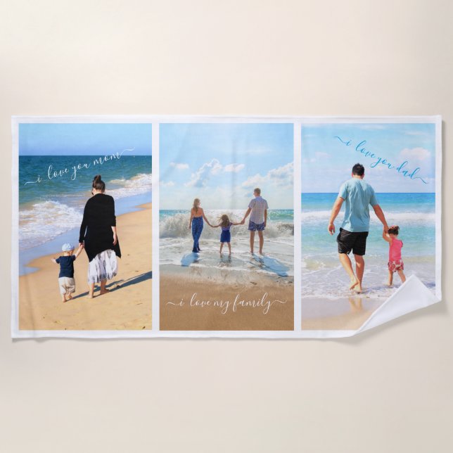 Create Your Family Photo Collage Beach Towel (Front)