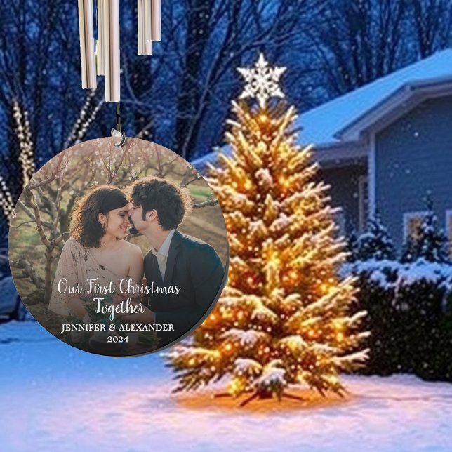 Create your First Christmas Together photo Wind Chime (First Christmas together photo wind chime. You can add your own photos, names and text.)