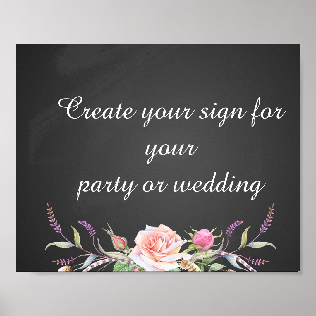 create your floral chalkboard party sign Zazzle