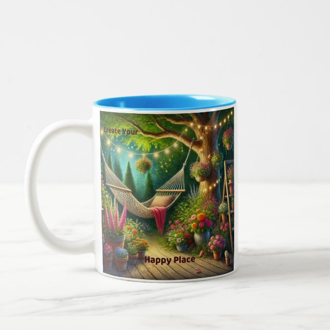 Create Your Happy Place Customizable Two-Tone Coffee Mug (Left)