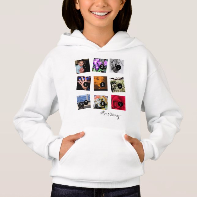 Create Your Instagram Selfies 9 images + NAME! Hoodie (Front)
