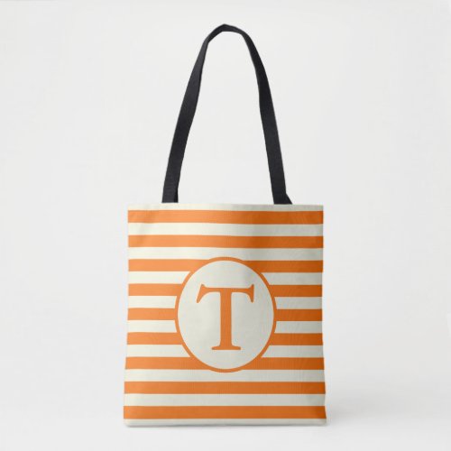 Create Your Monogram Beige and Orange Tote Bag