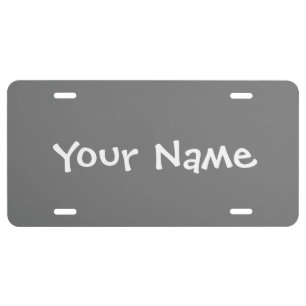 Create Your Name Grey License Plate
