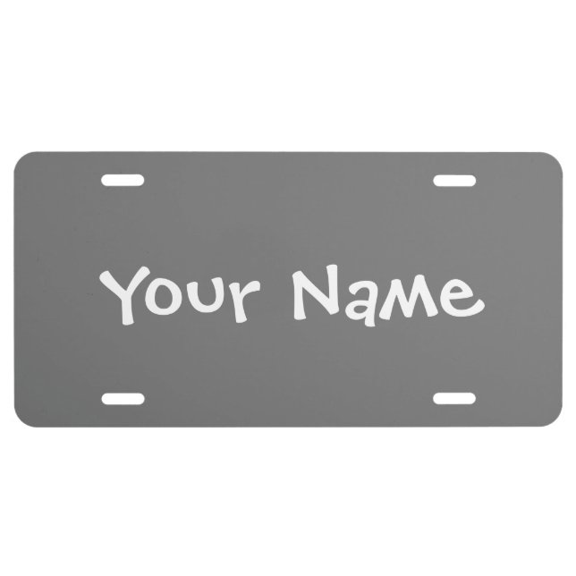Create Your Name Grey License Plate (Front)