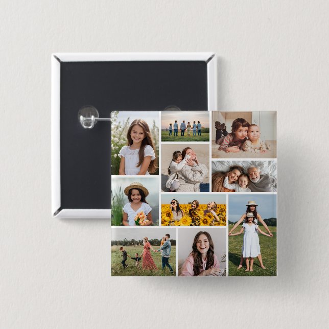 Create Your Own 10 Photo Collage Button (Front & Back)