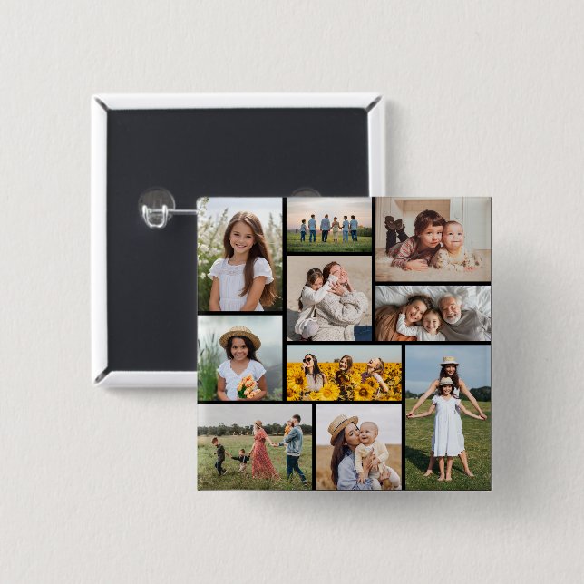 Create Your Own 10 Photo Collage Button (Front & Back)