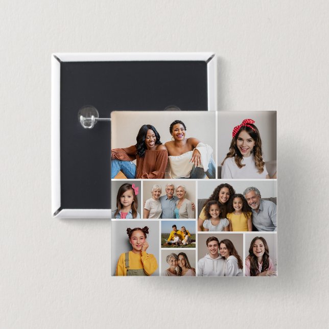 Create Your Own 10 Photo Collage Button (Front & Back)