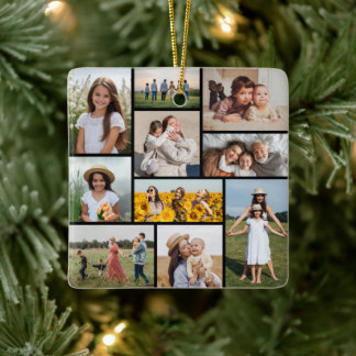 Create Your Own 10 Photo Collage Ceramic Ornament