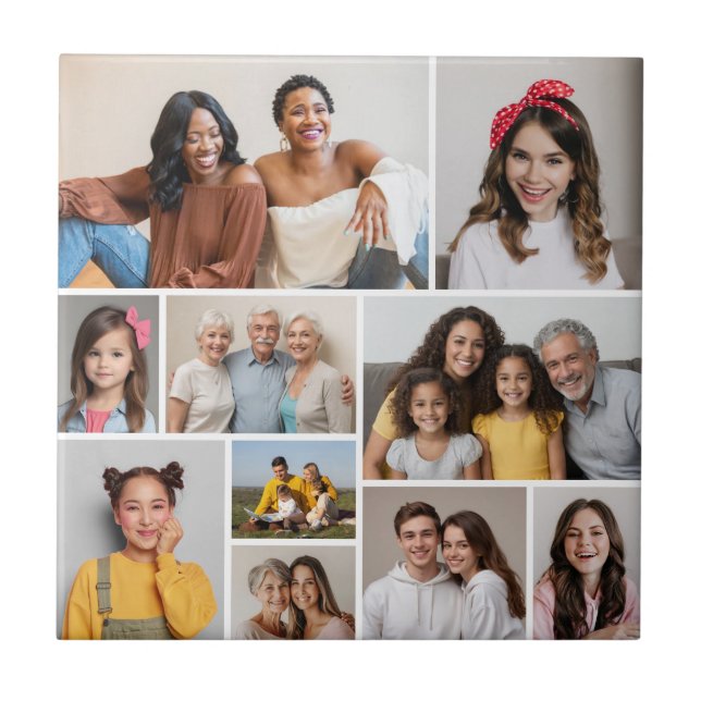 Create Your Own 10 Photo Collage Ceramic Tile (Front)
