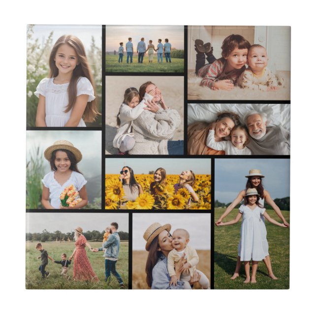 Create Your Own 10 Photo Collage Ceramic Tile (Front)