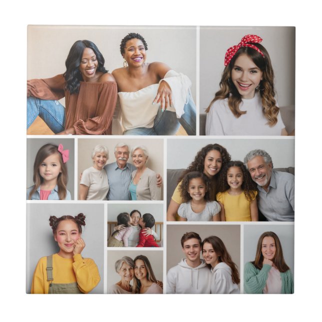 Create Your Own 10 Photo Collage Ceramic Tile (Front)