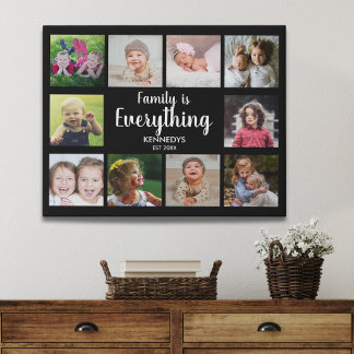 Create Your Own 10 Photo Collage Family Quote Faux Canvas Print