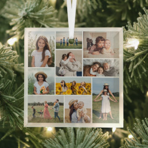 Create Your Own 10 Photo Collage Glass Ornament