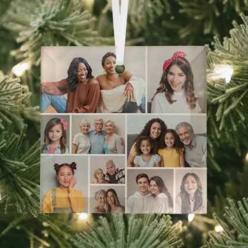 Create Your Own 10 Photo Collage Glass Ornament