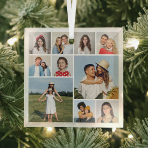 Create Your Own 10 Photo Collage Glass Ornament