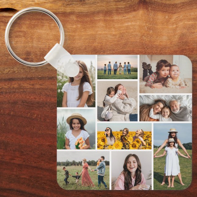 Create Your Own 10 Photo Collage Keychain (Front)