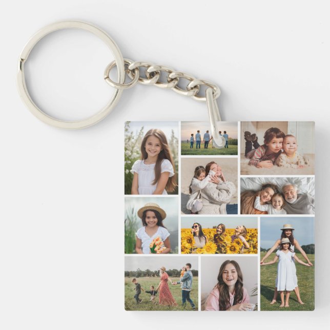 Create Your Own 10 Photo Collage Keychain (Front)