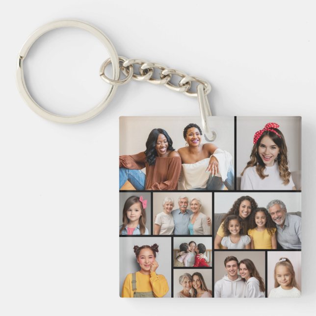 Create Your Own 10 Photo Collage Keychain (Front)