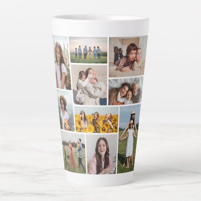 Create Your Own 10 Photo Collage Latte Mug (Front)