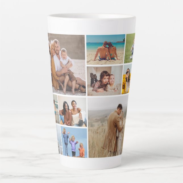Create Your Own 10 Photo Collage Latte Mug (Front)