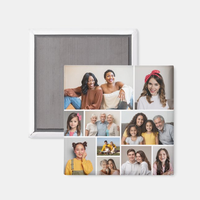 Create Your Own 10 Photo Collage Magnet (Front/Back)