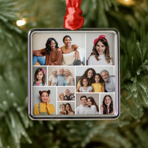 Create Your Own 10 Photo Collage Metal Ornament