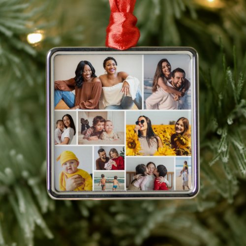 Create Your Own 10 Photo Collage Metal Ornament