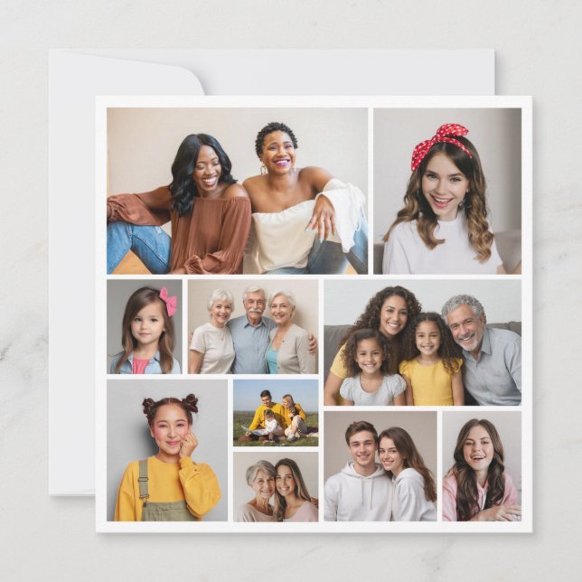 Create Your Own 10 Photo Collage  Note Card (Front)