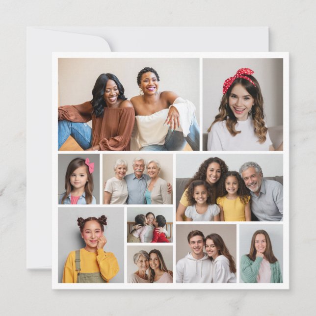 Create Your Own 10 Photo Collage  Note Card (Front)