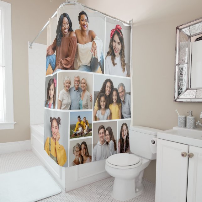 Create Your Own 10 Photo Collage Shower Curtain (In Situ)