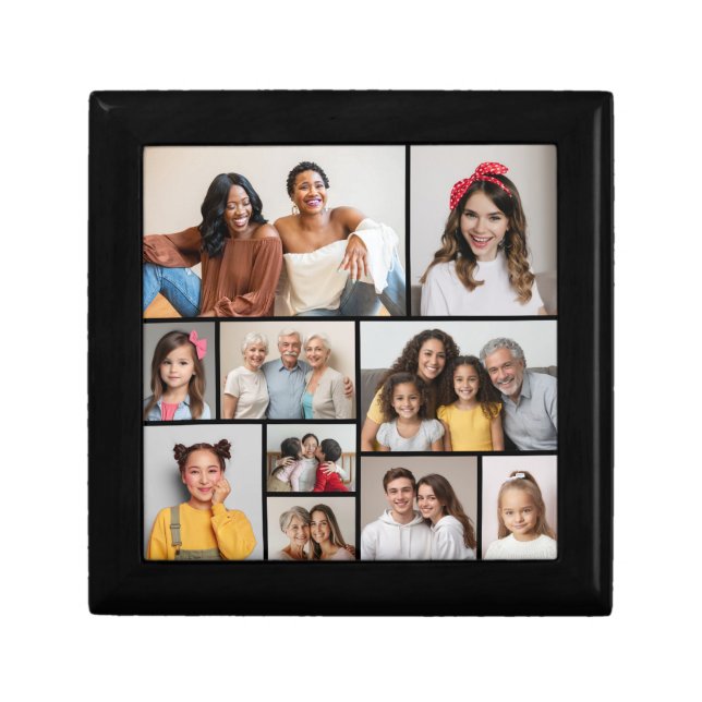 Create Your Own 10 Photo Collage Square Gift Box (Front)