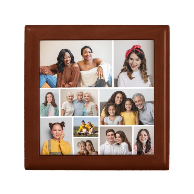 Create Your Own 10 Photo Collage Square Gift Box (Front)