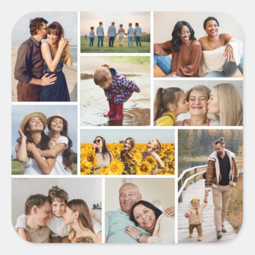 Create Your Own 10 Photo Collage Square Sticker
