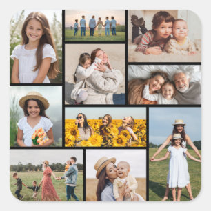 Create Your Own 10 Photo Collage Square Sticker
