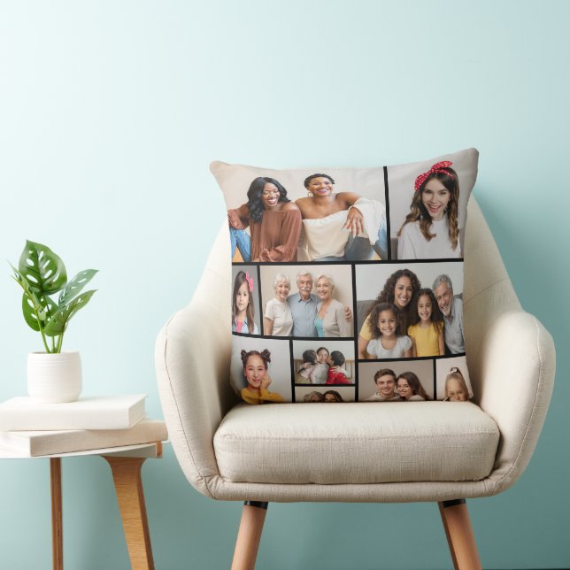 Create Your Own 10 Photo Collage  Throw Pillow (Chair)