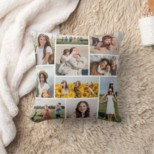 Create Your Own 10 Photo Collage Throw Pillow
