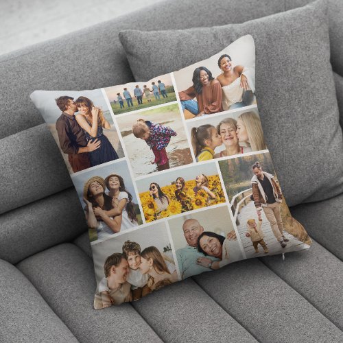 Create Your Own 10 Photo Collage Throw Pillow