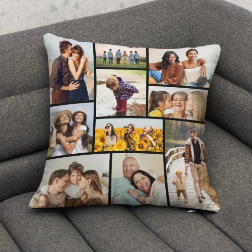 Create Your Own 10 Photo Collage Throw Pillow