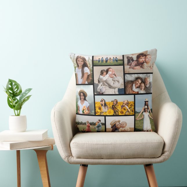 Create Your Own 10 Photo Collage Throw Pillow (Chair)