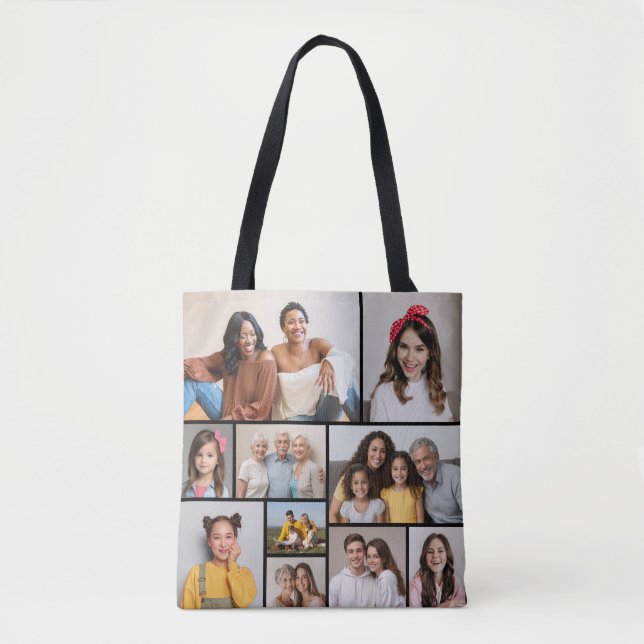 Create Your Own 10 Photo Collage Tote Bag (Front)