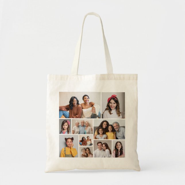 Create Your Own 10 Photo Collage Tote Bag (Front)