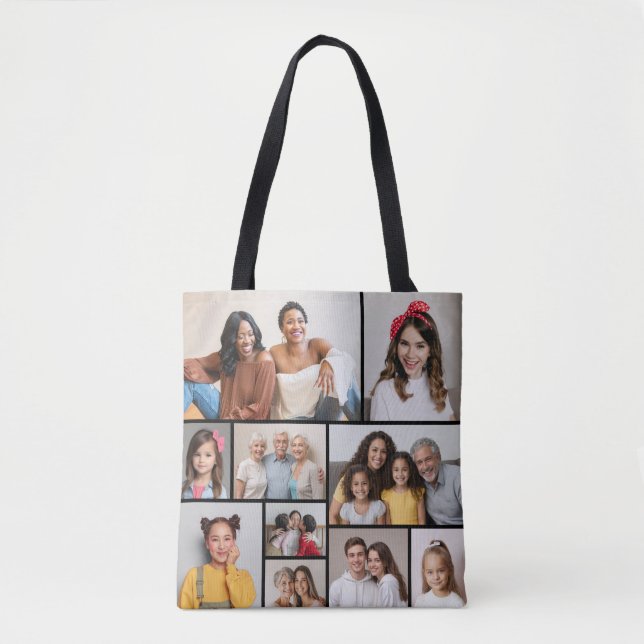 Create Your Own 10 Photo Collage Tote Bag (Front)