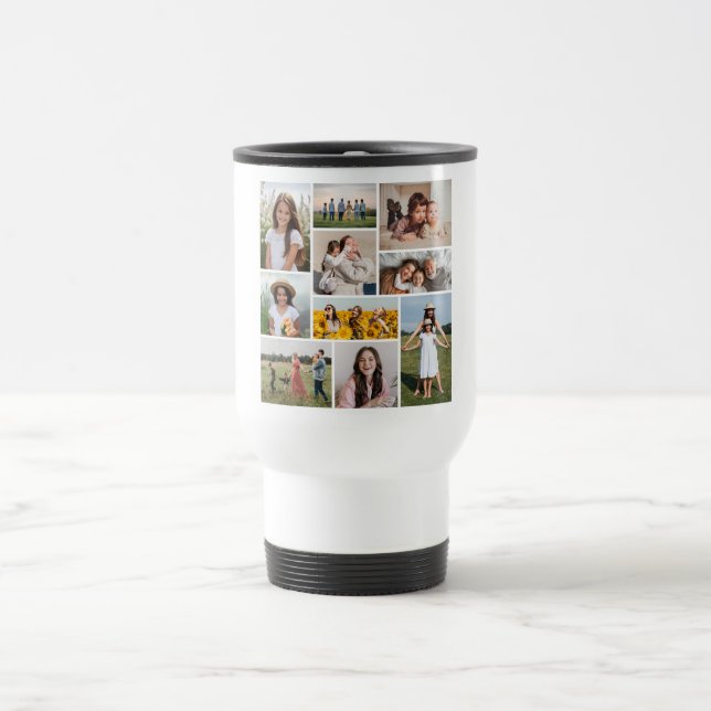 Create Your Own 10 Photo Collage Travel Mug (Center)