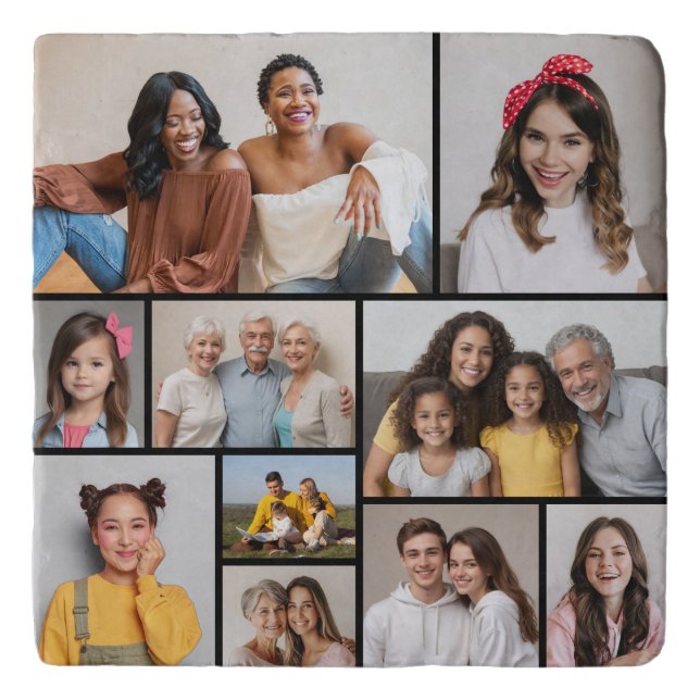 Create Your Own 10 Photo Collage Trivet (Front)